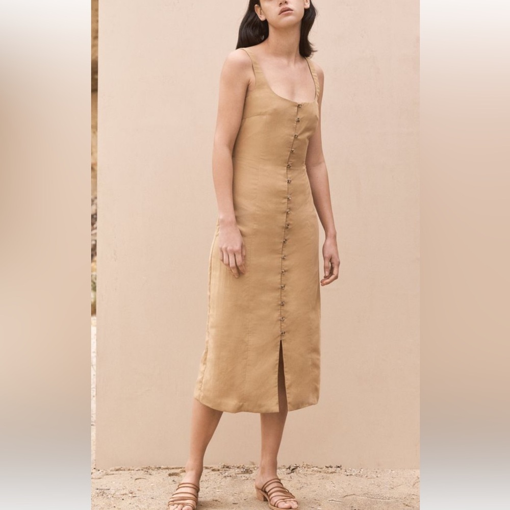 St. Agni Light Brown button down midi size small